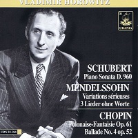 Urania : Horowitz - Schubert, Chopin, Mendelssohn