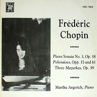 �Musical Heritage Society : Argerich - Chopin Sonata No. 3, Polonaises, Mazurkas