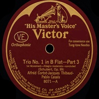 Victorola : Cortot - Schubert Piano Trio No. 1